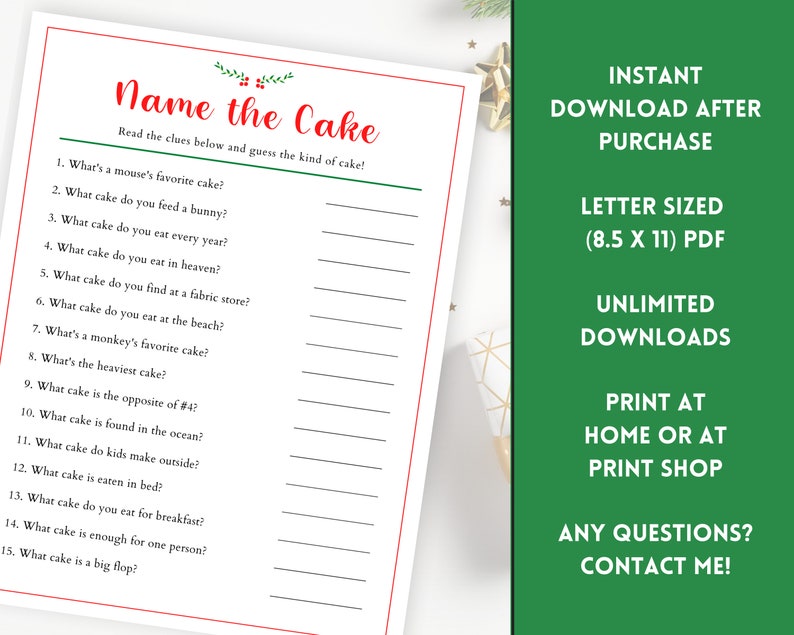 Printable Christmas Game Christmas Party Game Holiday Game Etsy