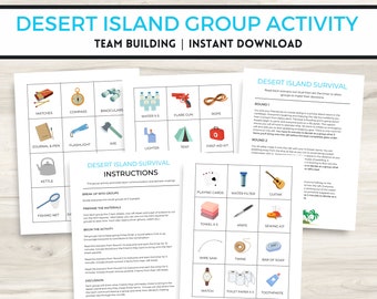 Desert Island Survival, Office Party Games, Work Party Game, Team Building Game, Work Retreat Games, Printable Office Games, Workplace Games