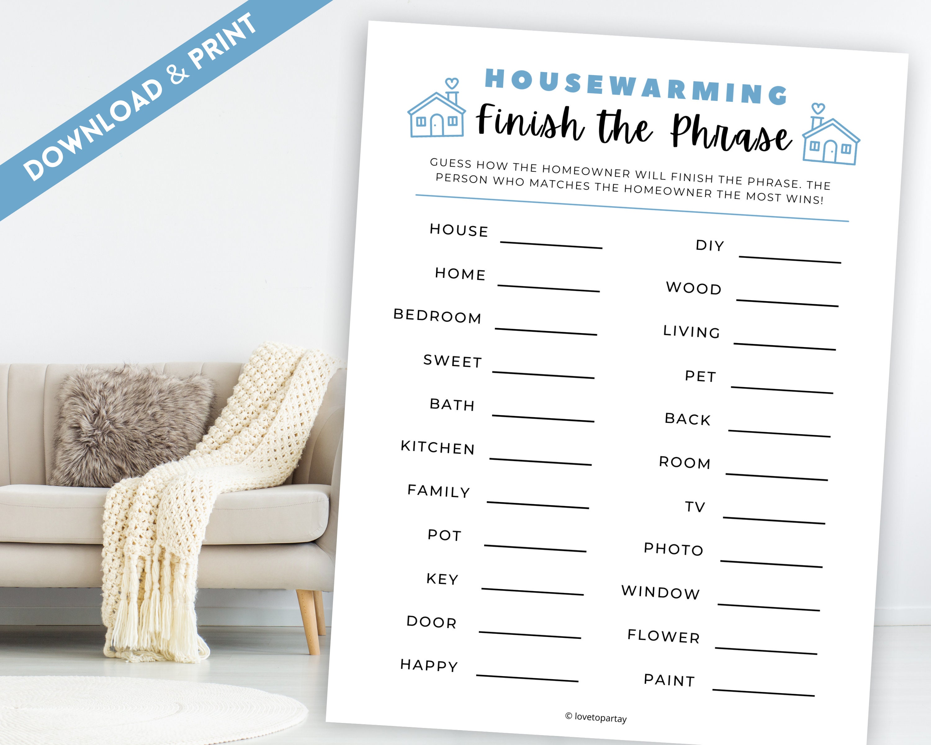 Free Printable Housewarming Games