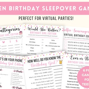 Teen Slumber Party Games,  Teen Birthday Sleepover, Virtual Sleepover Games, Sleepover Birthday Party Games, Pajama Party