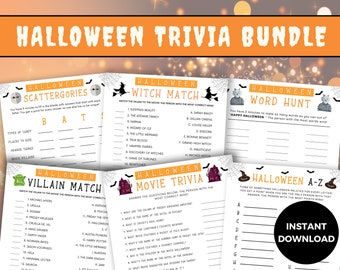 Halloween Trivia Games Bundle, Halloween Trivia Games Printable,  Halloween Movie Trivia, Halloween Trivia, Halloween Party Games