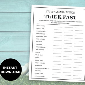 Family Reunion Icebreaker, Family Reunion Game, Printable Family Reunion Game, Simple Family Reunion Game, Family Reunion Ideas