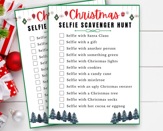 Christmas Selfie Scavenger Hunt Game Christmas Printable | Etsy