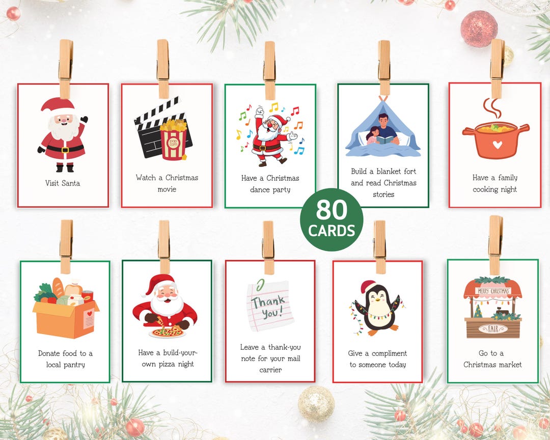 80 Christmas Advent Activity Cards, Advent Calendar for Kids & Family ...