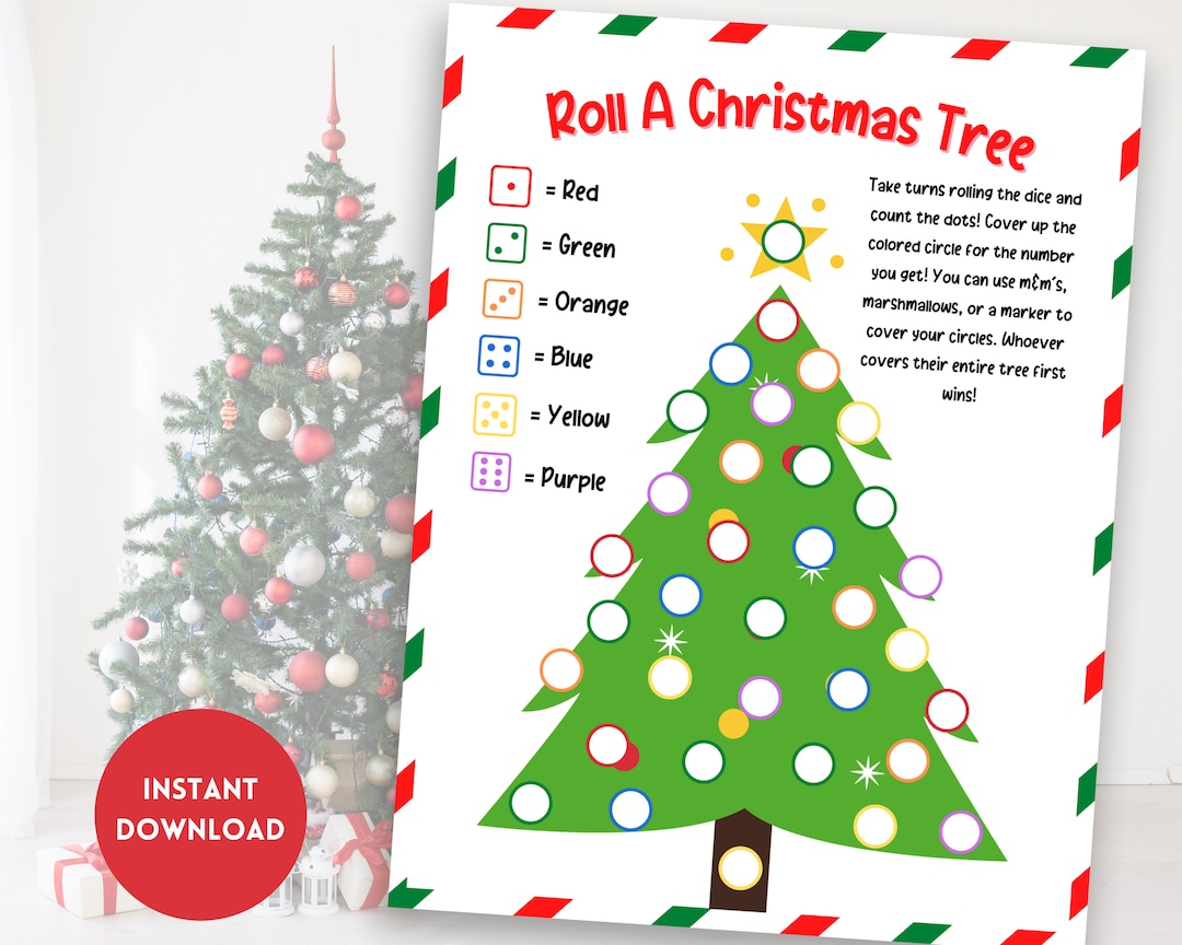 Roll a Christmas Tree, Christmas Game for Kids, Classroom Christmas