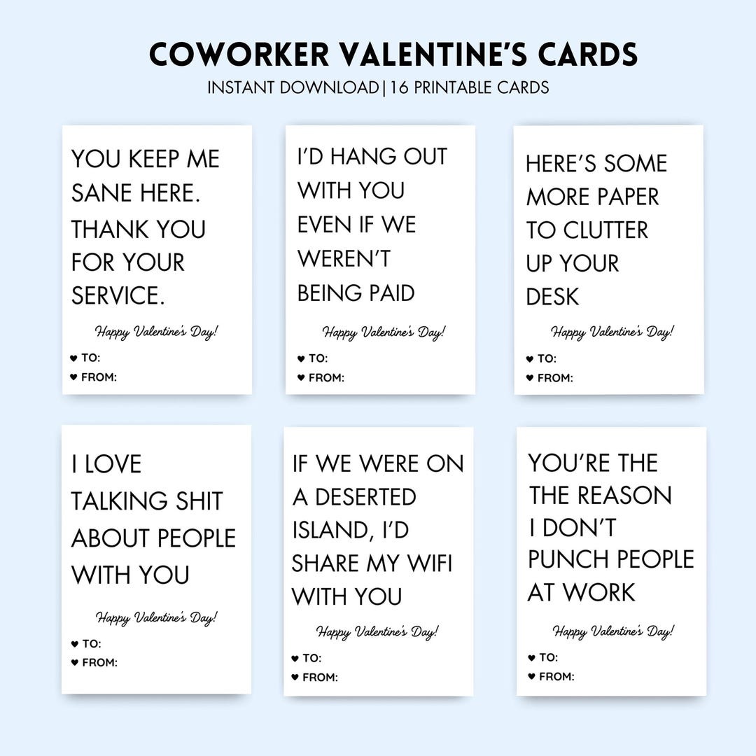 Funny Coworker Valentine Cards, Funny Workplace Valentine Cards, Office ...