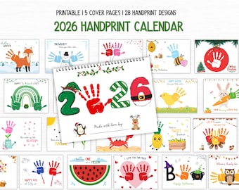 2026 Handprint Calendar Craft, Calendar Keepsake Gift from Kids, Toddlers & Babies, 2026 Calendar Template DIY