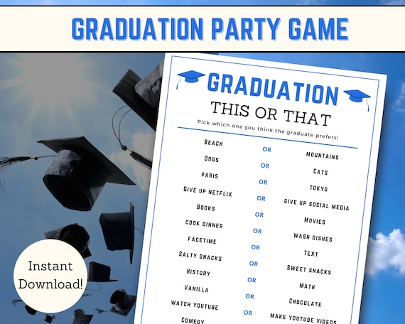 graduation this or that printable graduation games graduate etsy