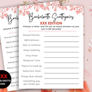 Bachelorette Scattegories, Dirty Bachelorette Party Games, Virtual Bachelorette Party Games, Hen Party Games,