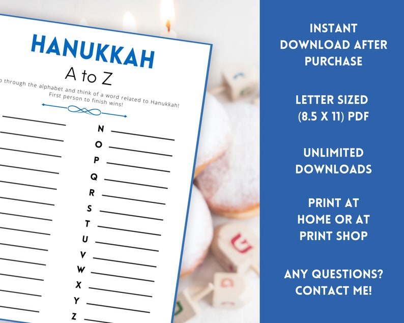 Hanukkah Party Games Bundle, Printable Hanukkah Games, Chanukah Games, Adult Hanukkah Games, Jewish Games, Hanukkah Activity Pack, image 4