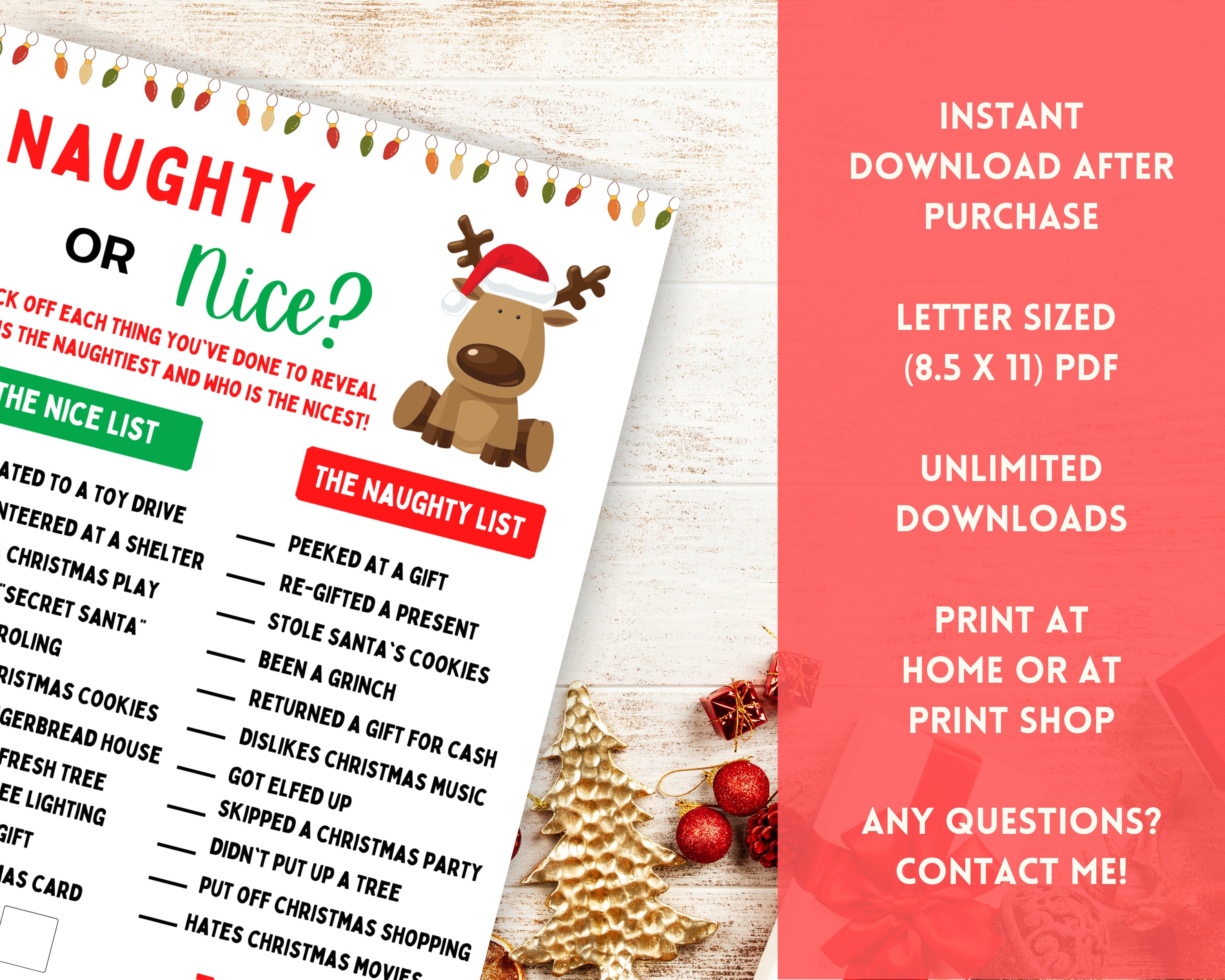 Naughty or Nice Christmas Game Christmas Games for Adults - Etsy