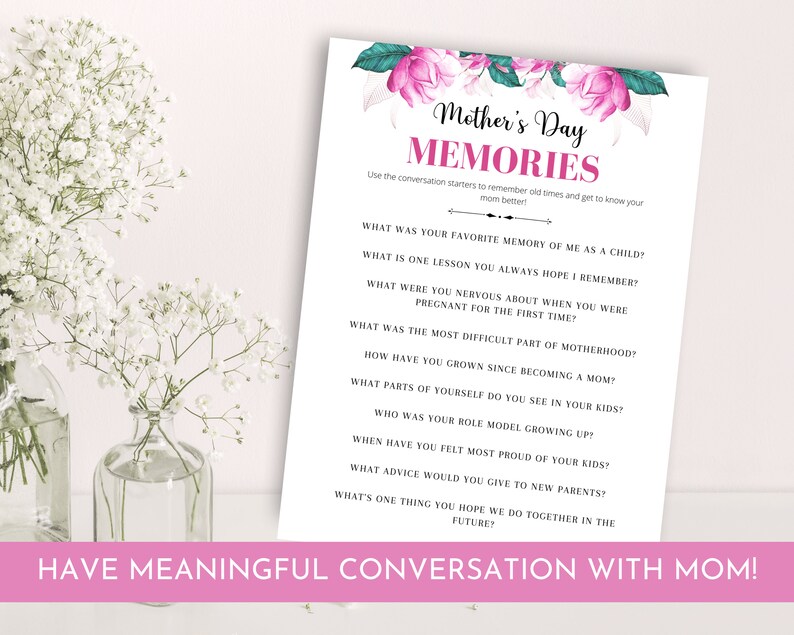 Mother's Day Conversation Starters Mother's Day Etsy