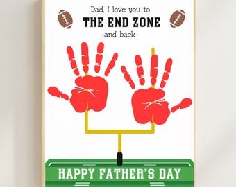 Father's Day Handprint Craft, Football Father's Day Keepsake Craft, Printable Father's Day Gift Dad Daddy Grandpa Toddler Preschool Kid DIY