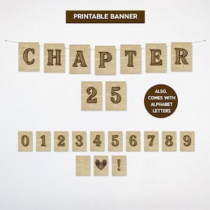 Vintage Chapter Birthday Banner Printable, Chapter 30 Theme, Book Lover, Reading Theme