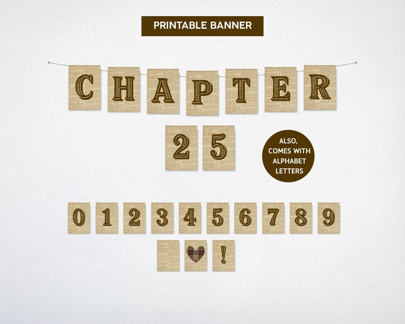 Vintage Chapter Birthday Banner Printable, Chapter 30 Theme, Book Lover ...