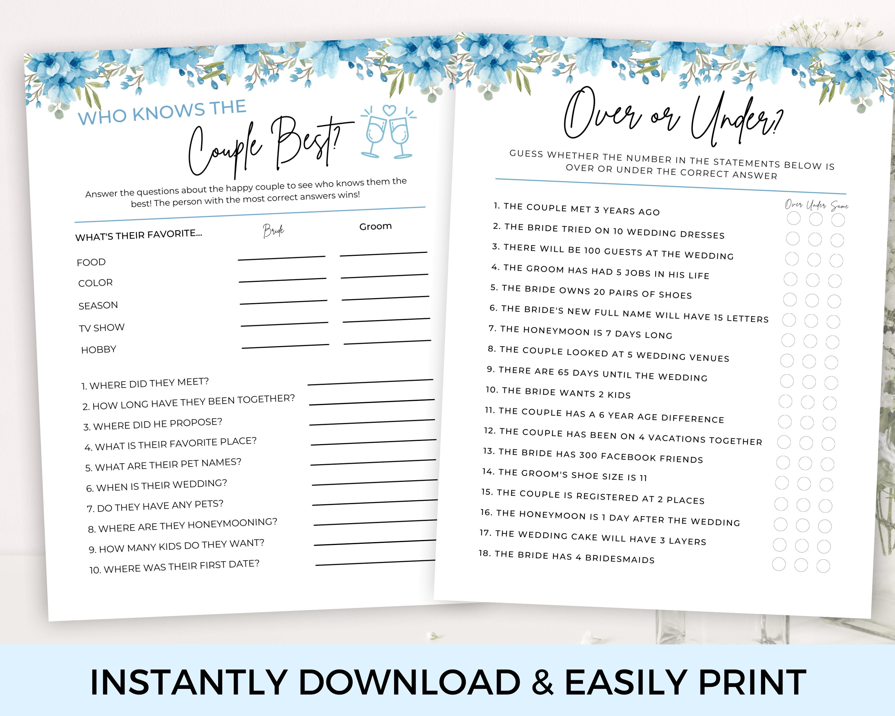 Couples Shower Games Floral Printable Couples Shower Party - Etsy