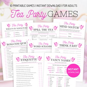 Tea Party Games Bundle, Printable Tea Party Games for Adults, Tea Party Activities, Garden Tea Party Games, Afternoon Tea Icebreakers