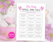 Spill The Tea Game, Tea Party Game Printable, Adult Tea Party Game, Tea Party Activities for Women, Ladies Luncheon Games