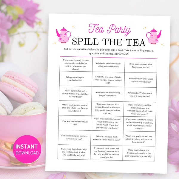 Tea Party Game Printable, Tea Party Icebreaker Game, Fun Tea Party Game for Adults, Tea Party Activities for Women, Ladies Luncheon Games