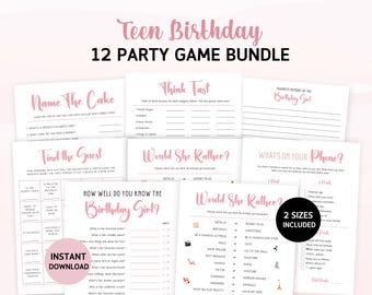 Sweet 16 Birthday Party Games, Sweet 16 Birthday Games,  Birthday Party Games for Her, Girl Birthday Games Bundle, Pink Sweet 16 Games