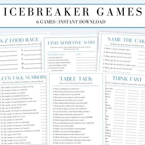 Fun Icebreaker Games Icebreaker Activities Dinner Party Etsy