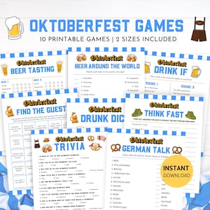 Oktoberfest Games Bundle, Printable Oktoberfest Games, Beer Festival, Oktoberfest Party Game, Oktoberfest Trivia, Beer Games