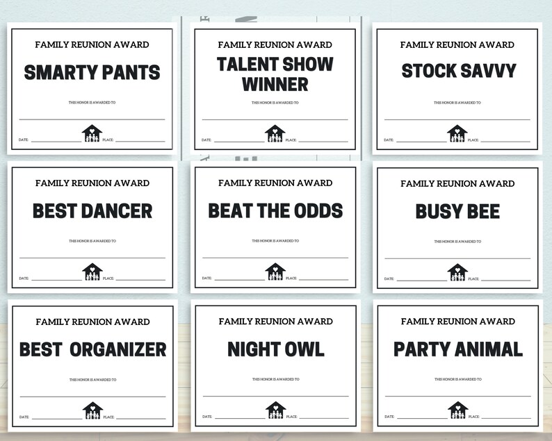 Family Reunion Awards Printable Family Reunion Awards Family - Etsy