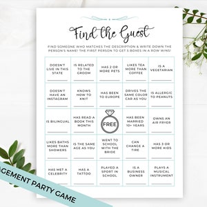 Find the Guest Bingo, Find The Guest, Bridal Party Game, Wedding Shower Game, Bridal Shower Activities