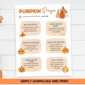 Pumpkin Prayer Printable, Carving Christian Halloween Activity ...