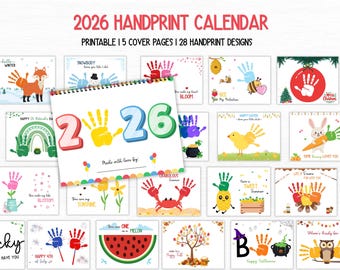 2026 Handprint Calendar, 2026 Calendar Keepsake Gift from Kids, Toddlers & Babies, 2026 Calendar Art Craft, Preschool Daycare Activity