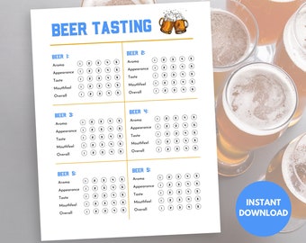 Beer Tasting Scorecard, Printable Beer Tasting Scorecard, Beer Tasting Rating Card, Beer Tasting Party, Beer Tasting Scoresheet