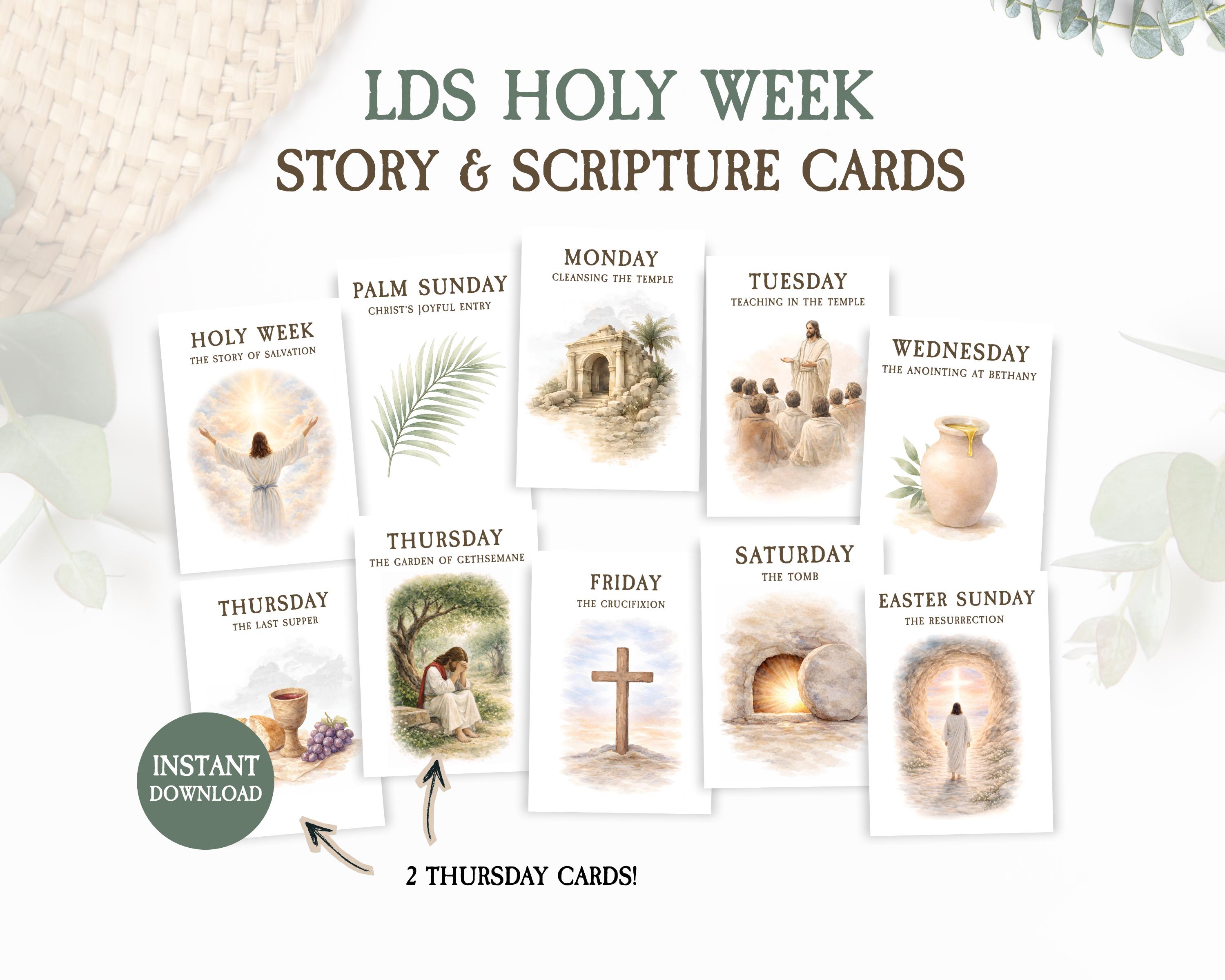 LDS Holy Week Story Cards, LDS Easter Scripture Study Cards, LDS Easter ...