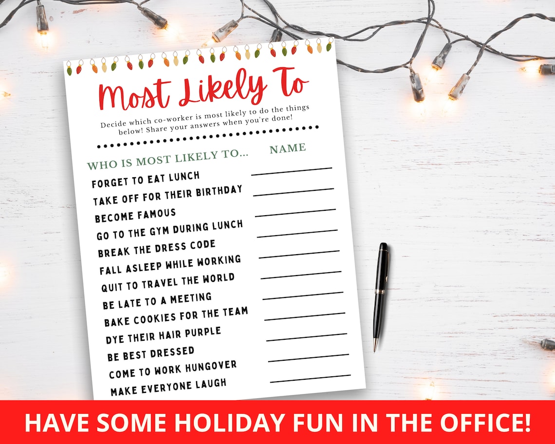 Most Likely to Game Work Holiday Party Games Office - Etsy