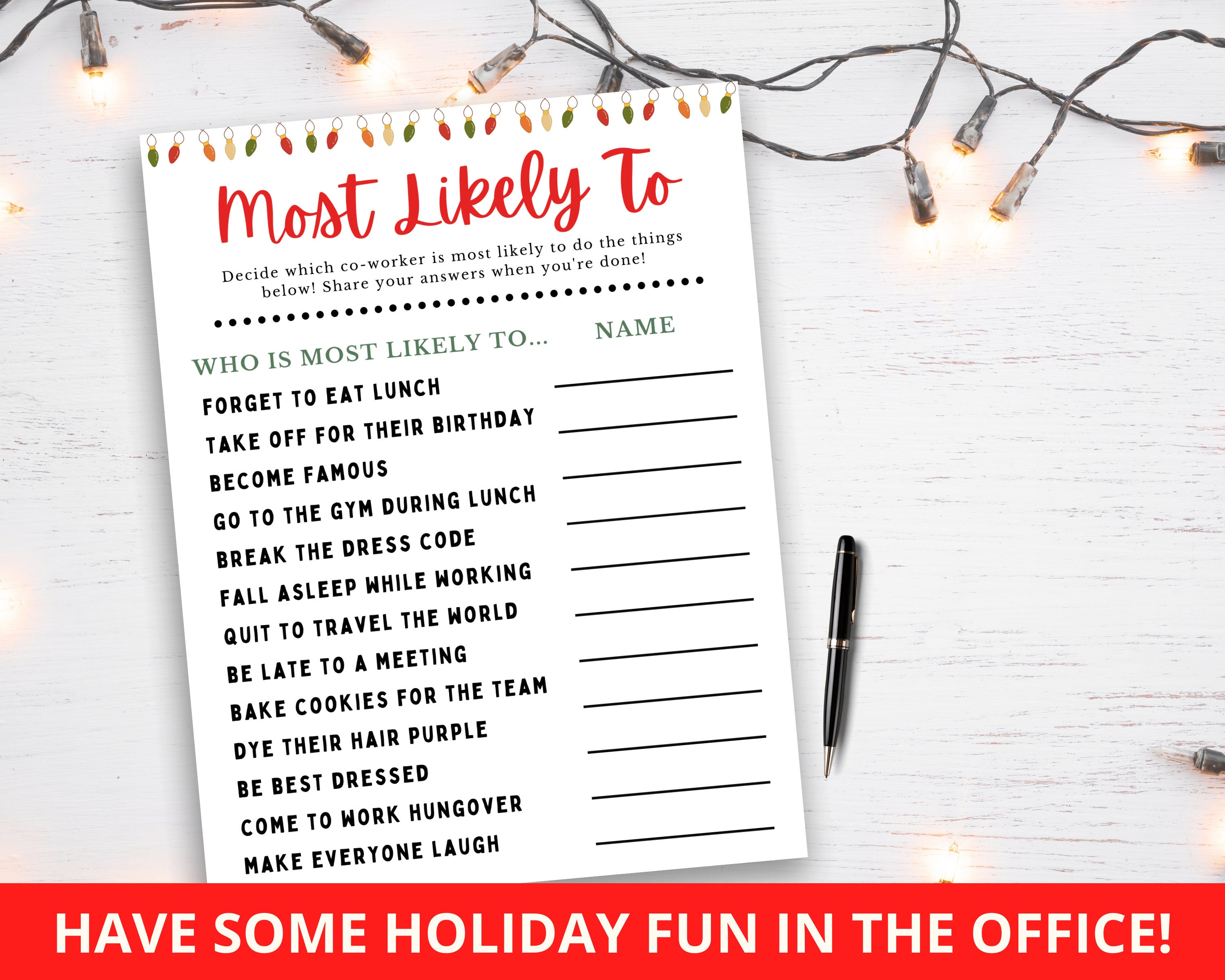 Most Likely To Game Work Holiday Party Games Office - Etsy.de