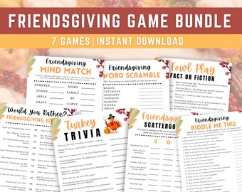 Friendsgiving Games Bundle, Printable Friendsgiving Games, Friendsgiving Activities, Thanksgiving Games Printable, Friendsgiving Ideas
