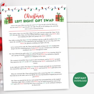 Left Right Gift Swap, Christmas Gift Exchange Game, Pass the Present Game, White Elephant Game, Fun Christmas Game Office Party