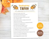 Thanksgiving Trivia, Thanksgiving Game for Adults Printable, Thanksgiving Dinner Game,  Friendsgiving Game, Office Thanksgiving Game