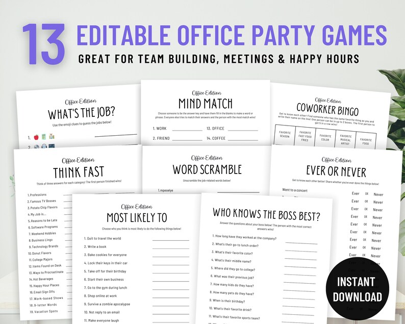 Office Party Games Bundle Play These Fun Office Party Games Etsy