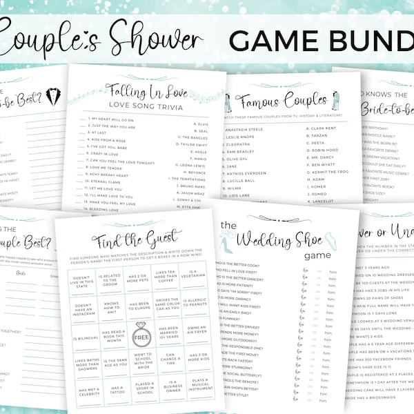 Couples Shower Games Bundle, Couple's Shower Games, Bride and Groom Games, Joint Wedding Shower, Wedding Shower Games Printable