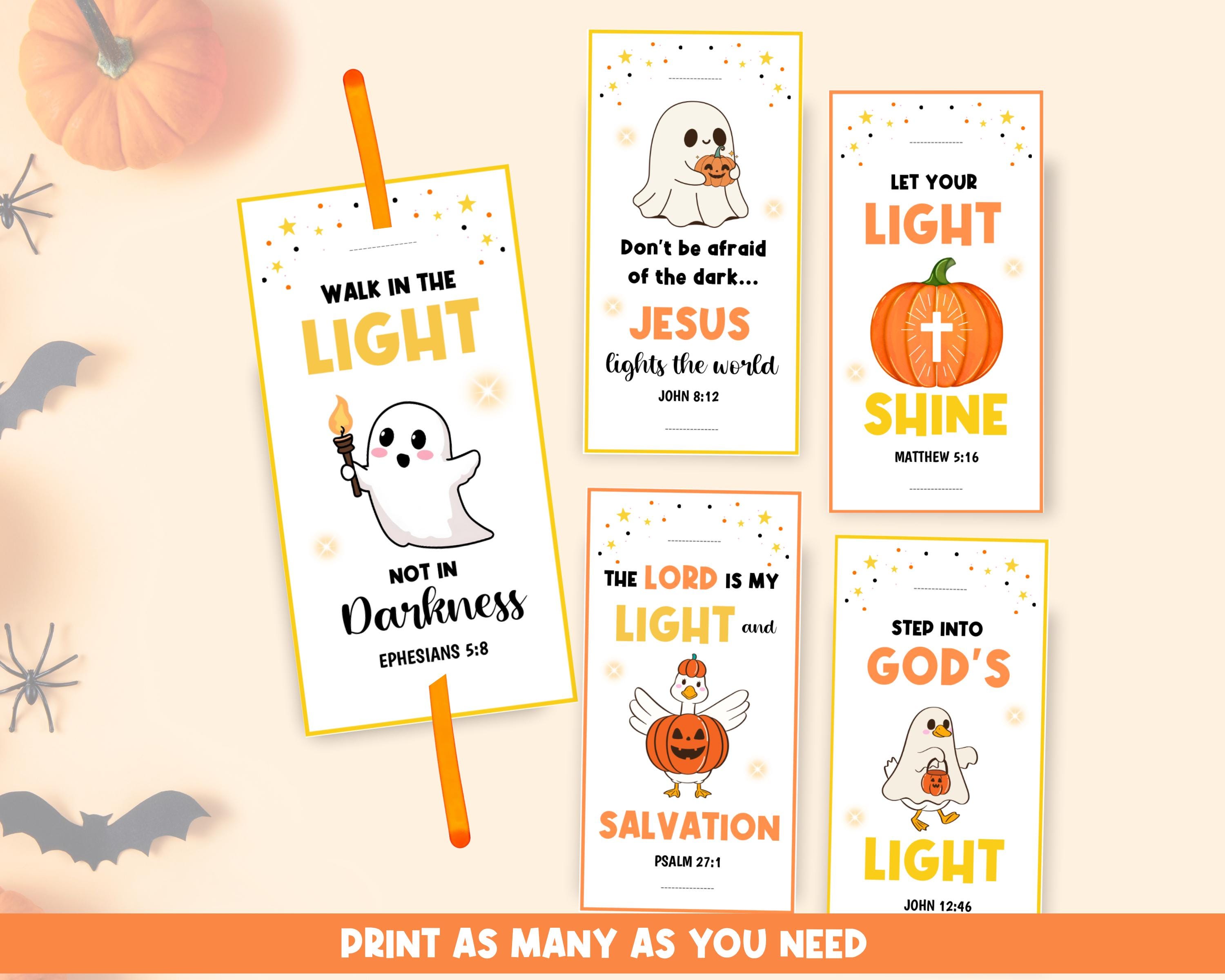 Christian Halloween Glow Stick Tag, Religious Halloween Goodie Bag Tags ...
