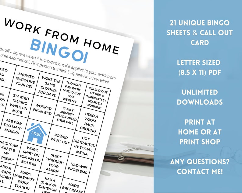 Office Party Bingo Virtual Office Games Zoom Bingo Work Etsy