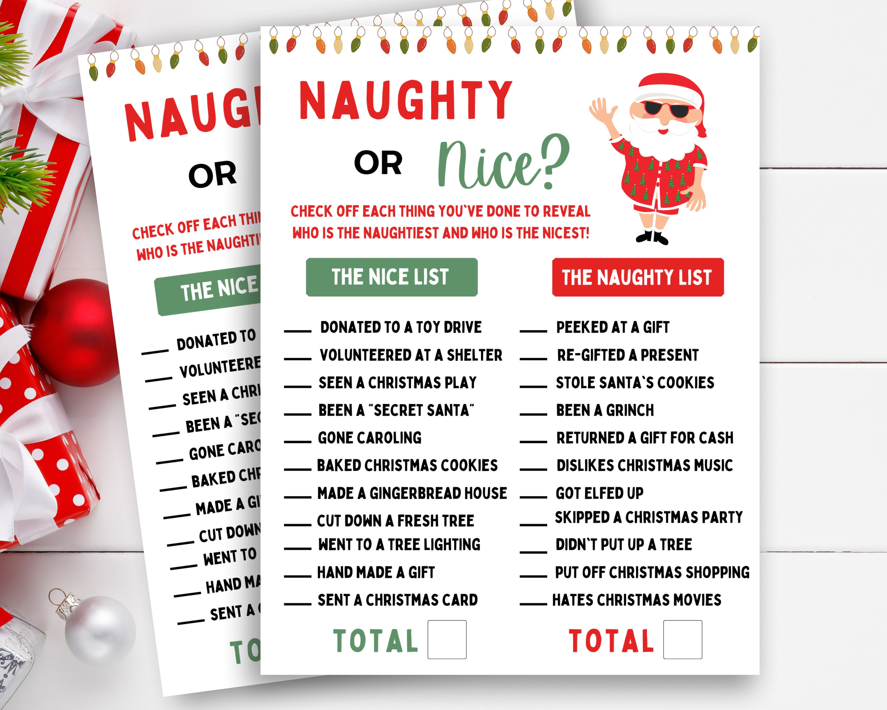 Naughty Or Nice Christmas Game Christmas Game Printable Etsy Canada