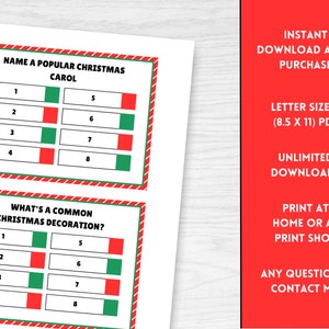 Rustic Christmas Party Trivia Game – 25 Pack, Red & Gold Poinsettia Design, 12-Minute Holiday Fun For Groups - View #10