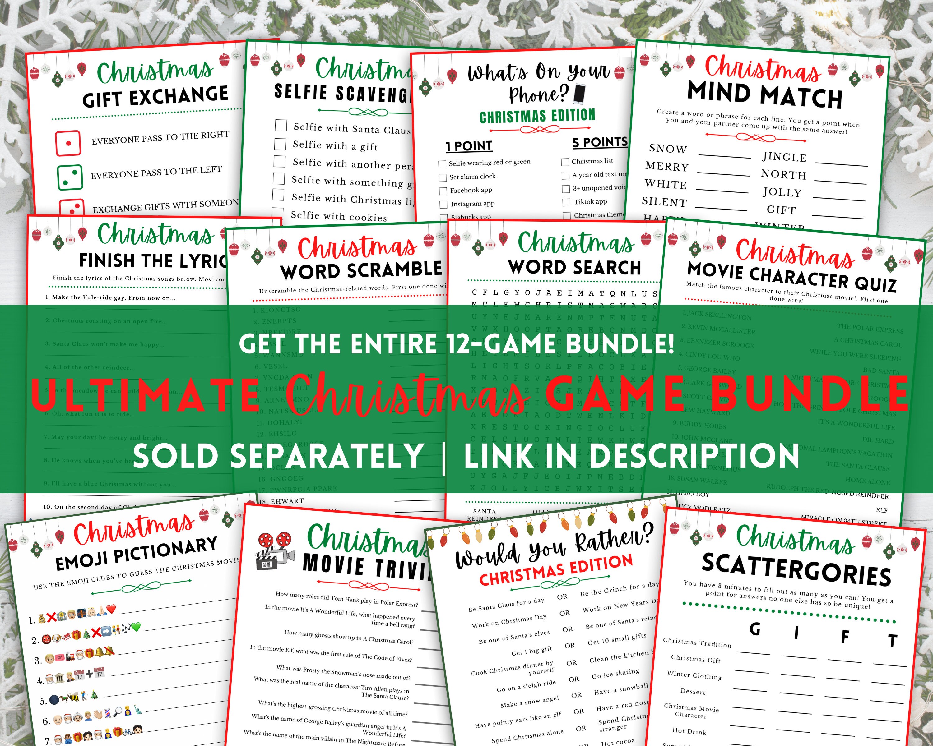 Printable christmas game christmas game finish the lyric etsy