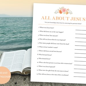 Jesus Quiz, Bible Quiz, Church Party Game, Bible Game, Fun Church Game, Bible Party Games, Women&#39;s Retreat Games, Church Icebreaker Game