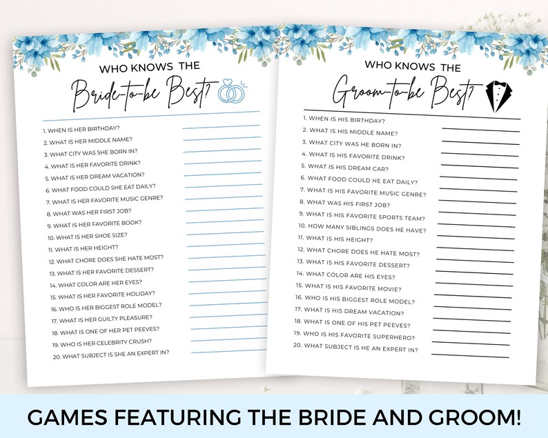 Couples Shower Games Floral Printable Couples Shower Party | Etsy