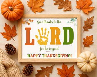 Christian Thanksgiving Handprint Art Craft, Sunday School Activity, Christian Handprint Craft Printable, Preschool Religious Fall Keepsake