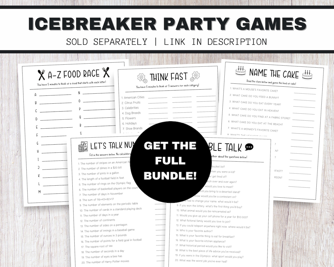 Icebreaker Game Icebreaker Questions Printable Adult Party - Etsy