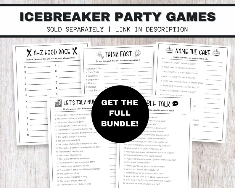 Icebreaker Game, Icebreaker Questions, Printable Adult Party Games, Icebreaker Questions for Work, Dinner Party Games, Adult Party Games image 3