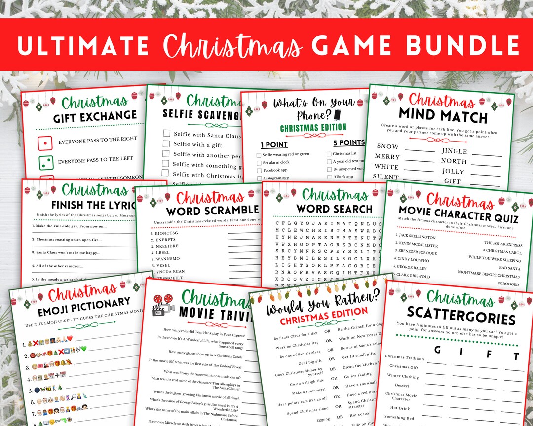 Christmas Games Bundle, Printable Christmas Party Games, Christmas ...